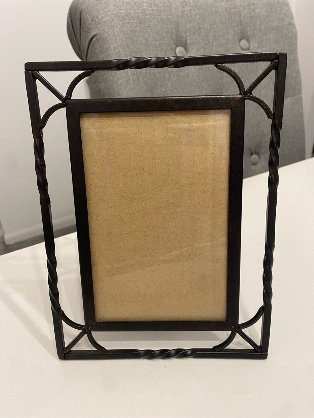 Metal Iron Rod Twisted Frame Photo Holder Farmhouse Rustic